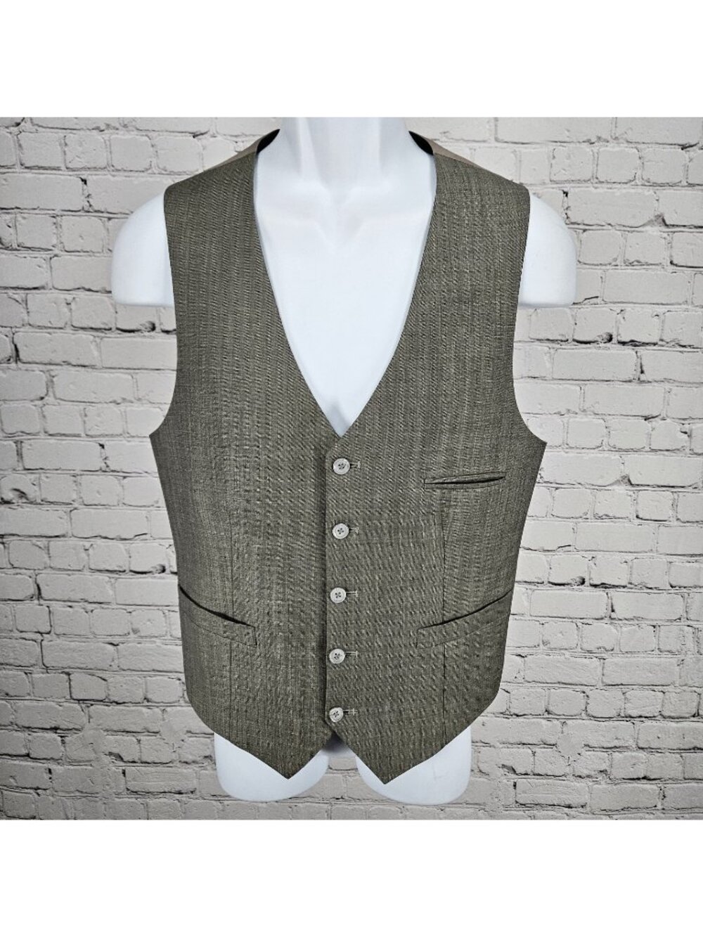 Bykowski Tailor & Garb Grey 5 Button Lined Welt Pockets Suit Vest Waistcoat 36
